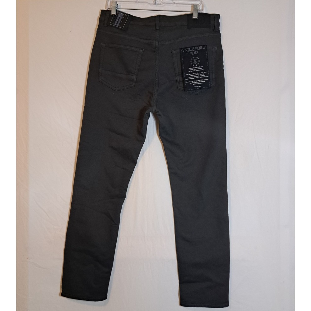 VGB Vintage Genes Black Slim Fit Gray French Terry Denim Jeans Mens 34X30 - Picture 2 of 10